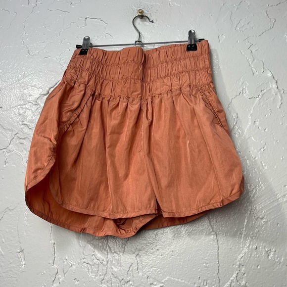 Free People The Way Home Orange Nylon High Waisted Shorts Size L - Picture 3 of 10